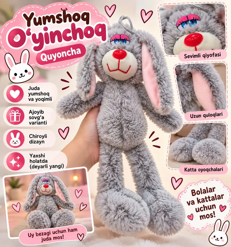 Мягкая игрушка зайчик! Yumşoq oyinşoq quyoncha! 2 Мягкая игрушка зайчик! Yumşoq oyinşoq quyoncha! 2