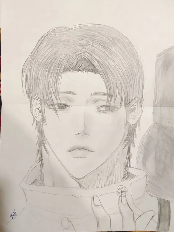 Anime qahramonlarining qalam bilan chizilgan rasmi 3