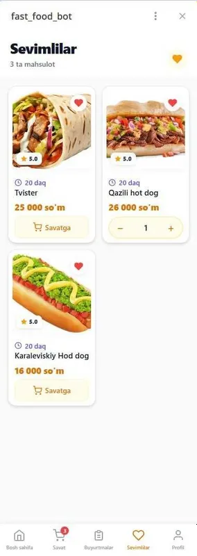 Tayyor dostavka Mini ilova, Xod-dog, burger va oshxonalar uchun tekin 4 Tayyor dostavka Mini ilova, Xod-dog, burger va oshxonalar uchun tekin 4