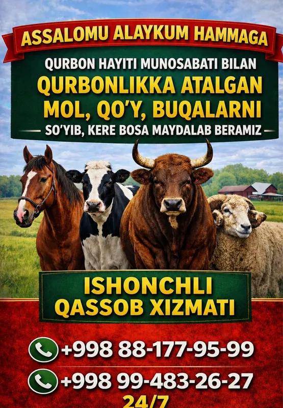 Qassob xizmati ishonch 1-o’rinda