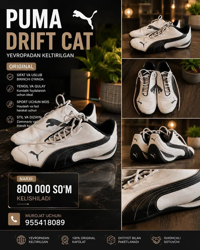 Original PUMA Drift Cat | Yevropadan keltirilgan | 36 razmer Original PUMA Drift Cat | Yevropadan keltirilgan | 36 razmer