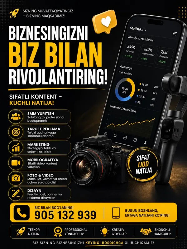 Smm mobilografiya marketing xizmatlari Gijduvon 2 Smm mobilografiya marketing xizmatlari Gijduvon 2