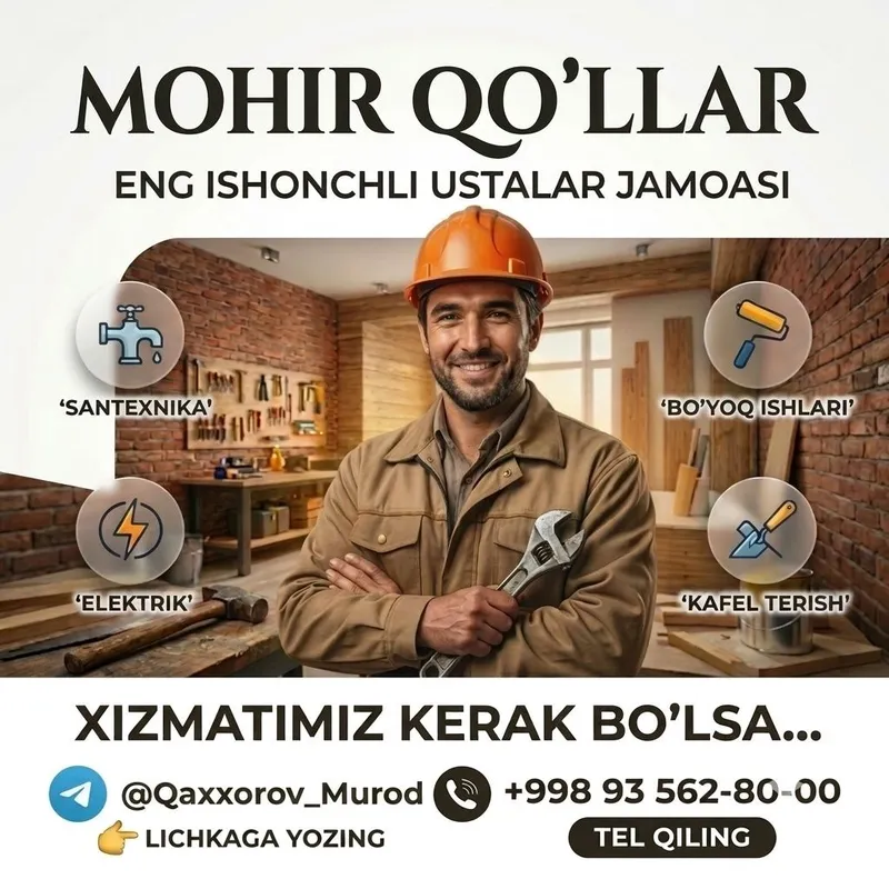 Professional ustalar xizmati / Barcha turdagi qurilish ishlari 1