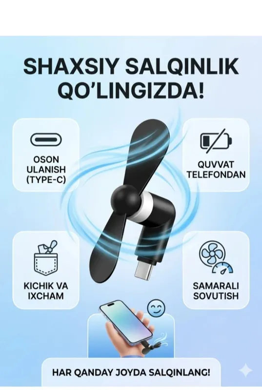 mini ventilyator telefon uchun Type-C mini ventilyator telefon uchun Type-C