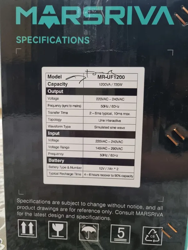 Masriva UPS ИБР 1200VA Мощность: 1250 ВА / 750 Вт • Автоматическая р 3 Masriva UPS ИБР 1200VA Мощность: 1250 ВА / 750 Вт • Автоматическая р 3