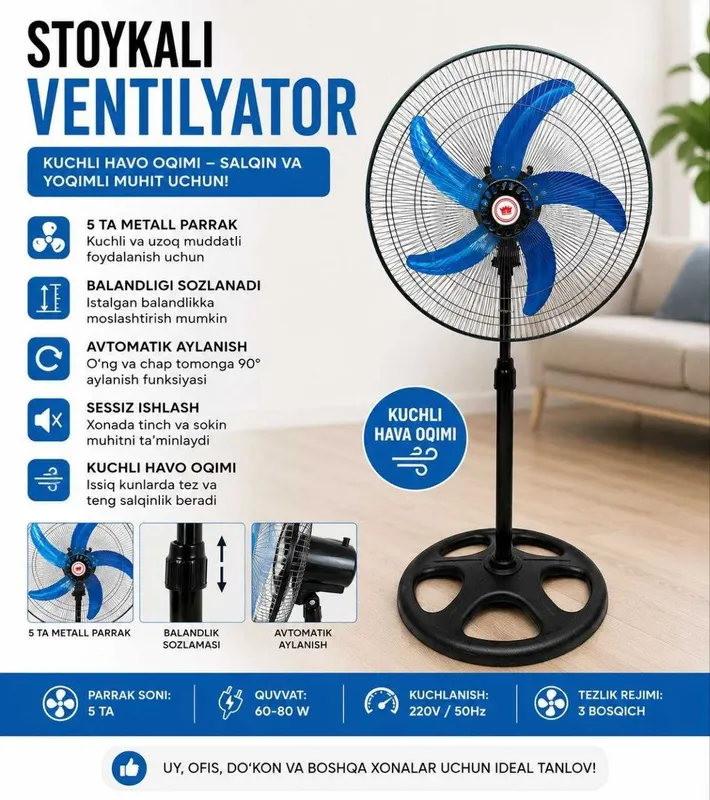 Metall parrakli ventilyator| kuchli havo oqimi Metall parrakli ventilyator| kuchli havo oqimi