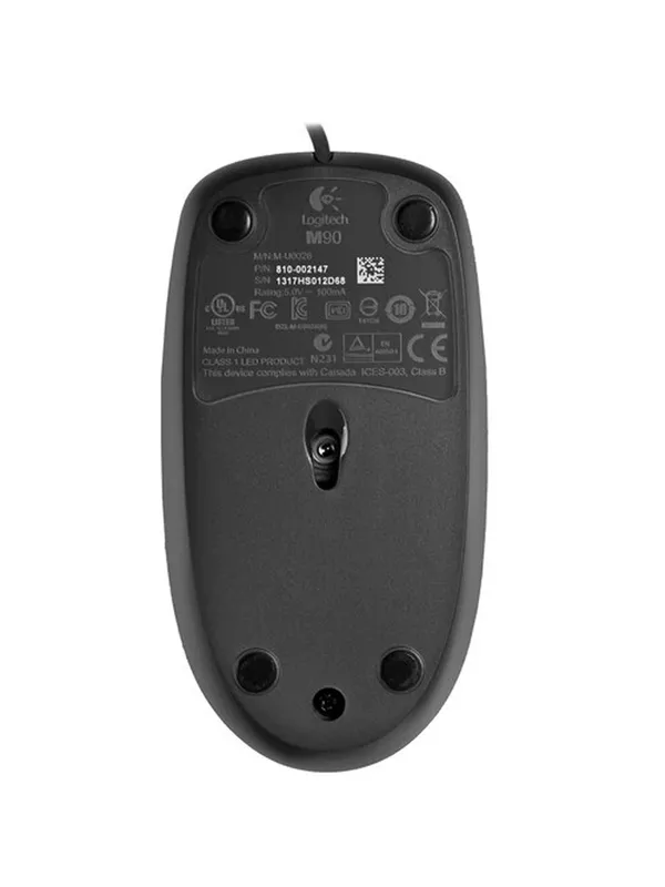 Проводная офисная мышка LOGITECH M90, USB Type-A, с эргономичным дизайном — фото 3