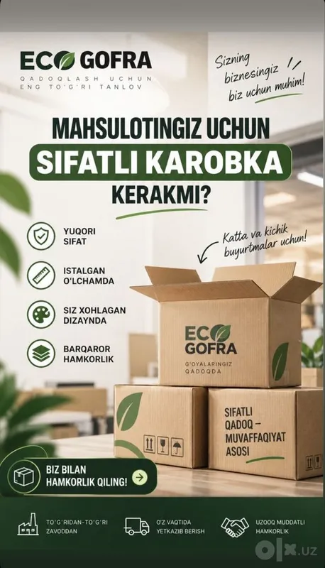 Eco gofra sifatli karobka Eco gofra sifatli karobka