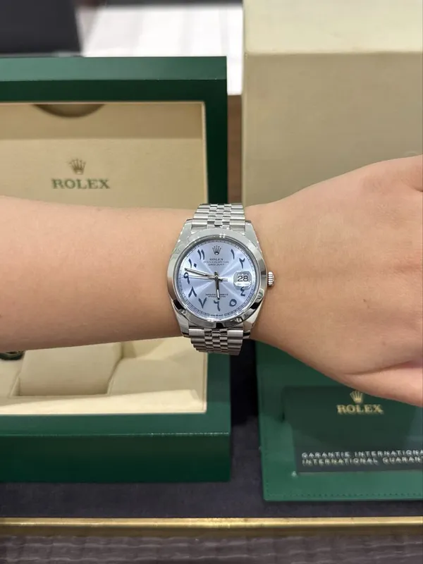 Rolex Datejust 41mm Steel Ice Blue Arabic Dial Custom 126300