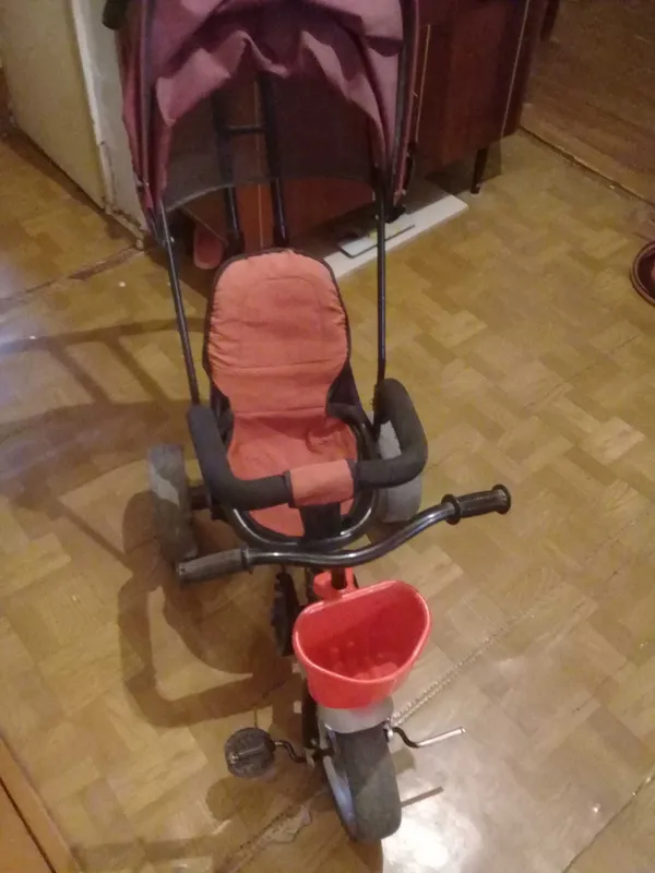 Детский велосипед с родительской ручкой и козырьком — фото 2