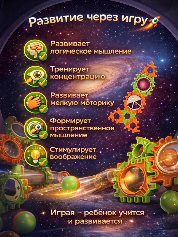 Конструктор лабиринт с шариками Космонавт, развивающая игрушка, пазлы — фото 1
