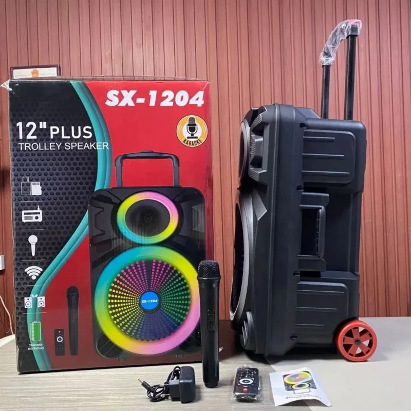 портативная беспроводная колонка-тележка SX-1204 КАРАОКЕ ПЕВЕЦ Особенн