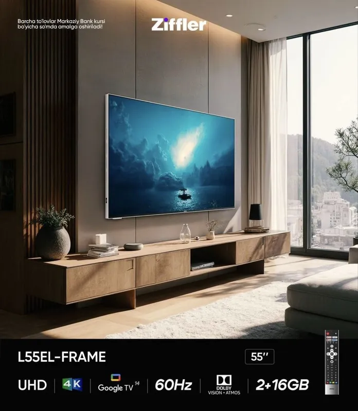 Телевизор ZIFFLER 55 4K QLED 120Hz 2025 Гарантия есть Доставка бонус — фото 1