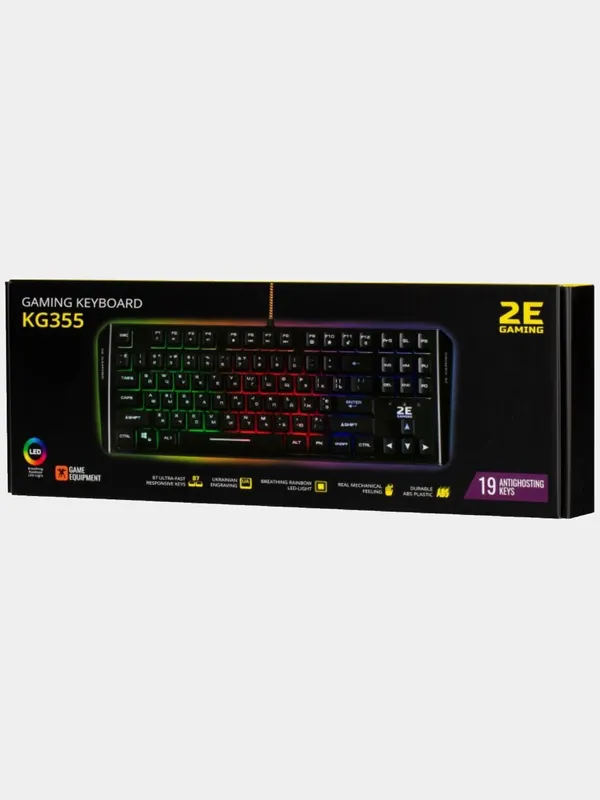 Игровая проводная мембранная клавиатура 2E Gaming KG355 LED, 87 клавиш, USB Black — фото 6 Игровая проводная мембранная клавиатура 2E Gaming KG355 LED, 87 клавиш, USB Black — фото 6