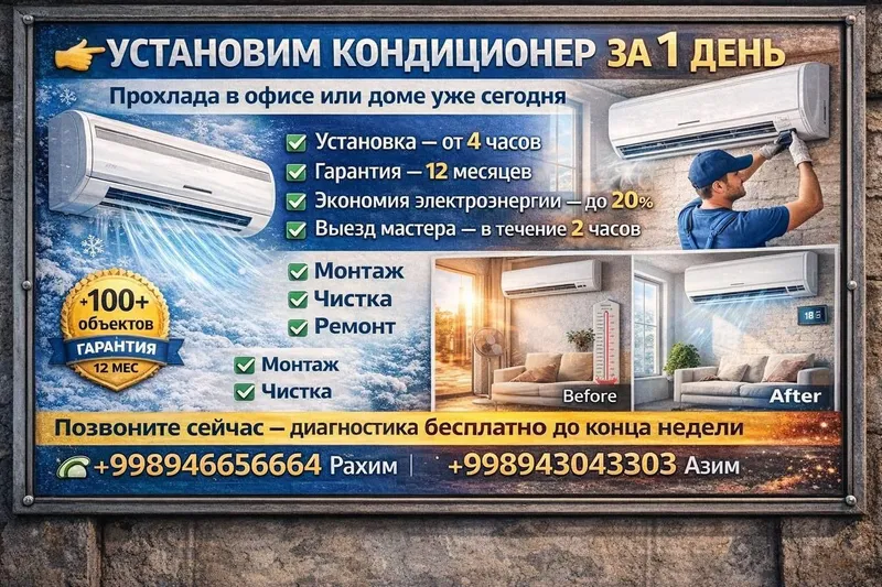Установка кондиционеров и чиллеров