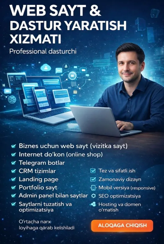 WEB SAYT VA DASTUR YARATISH XIZMATI