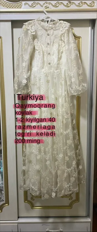 Qaymoqrang vecherniy ko’ylak 1-2 martta kiyilgan