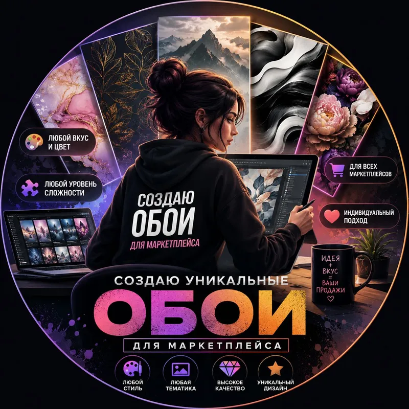 делаю обои для маркетплейса под любой вкус и цвет