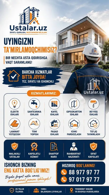 Professional va tajribali ustalar jamoasi siz bilan. 3 Professional va tajribali ustalar jamoasi siz bilan. 3