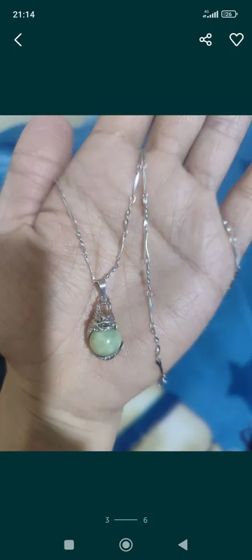 Сертификатли нефрит кулон. кумуш S925 занжир билан 3