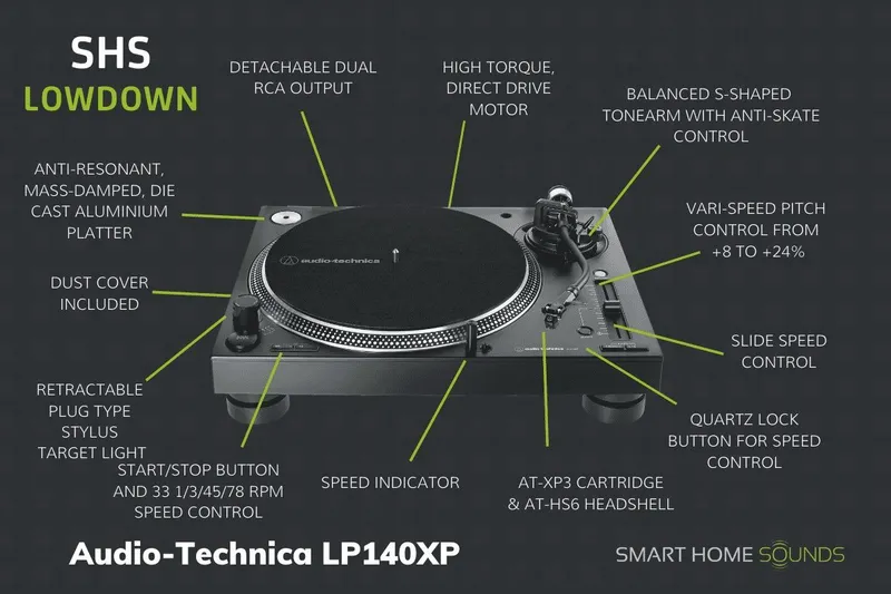 Виниловый Профессиональный DJ Проигрыватель Audio Technica LP140XP 1 Виниловый Профессиональный DJ Проигрыватель Audio Technica LP140XP 1