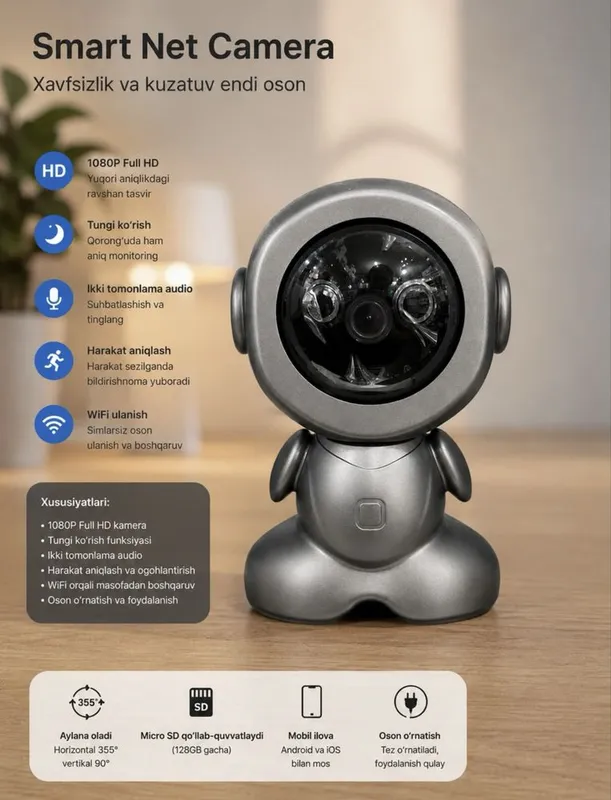 Умная Wi-Fi камера 360° Умная камера 360° надежный контроль дома 1