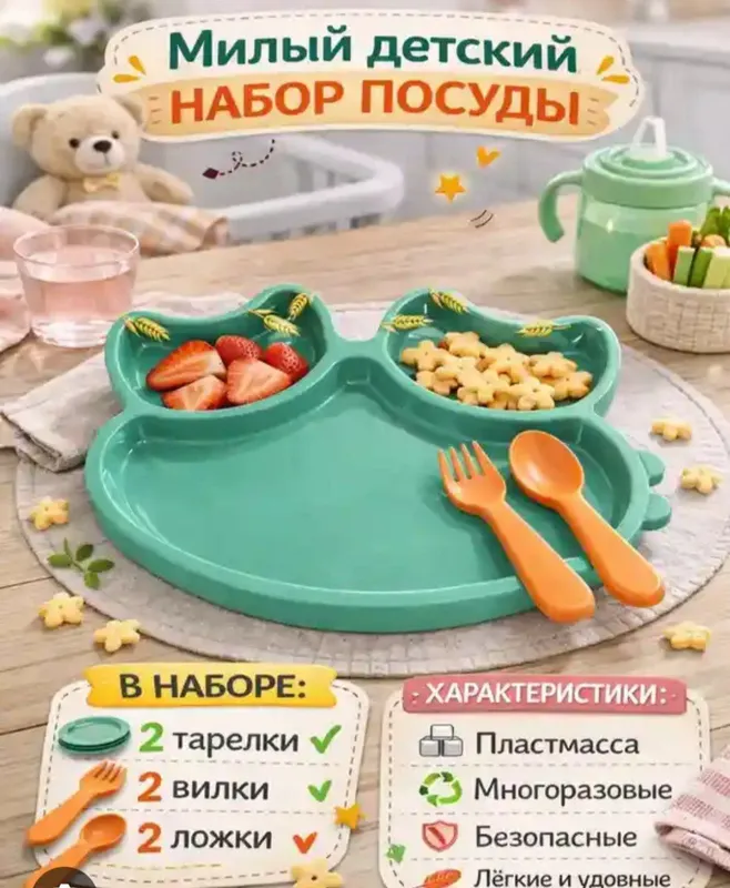 Bolalar un Nabor 2ta qoshiq 2ta velka va 2ta idiw