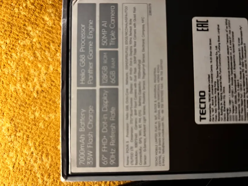 TECNO POVA3.7000mAh batary ekrn singan 6 oy iwlagn 4