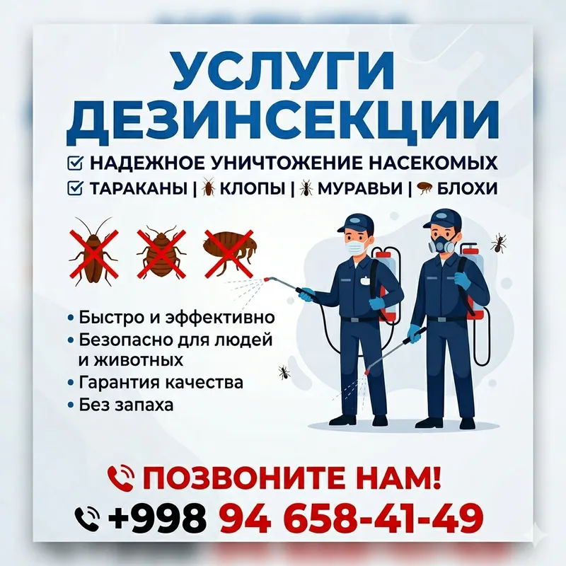 Дезинфекция и дезинсекция. Гapaнтия. Без запаха