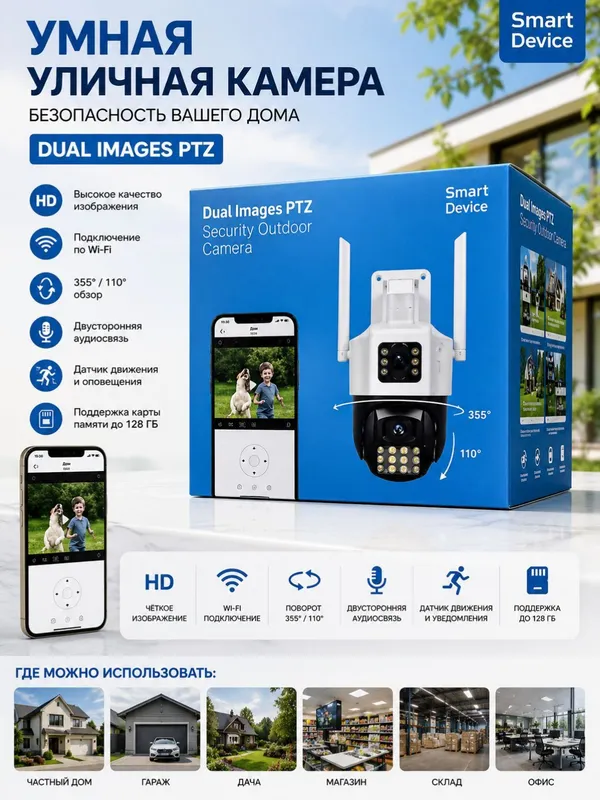 Камера видеонаблюдения Dual Images PTZ Wi‑Fi 2