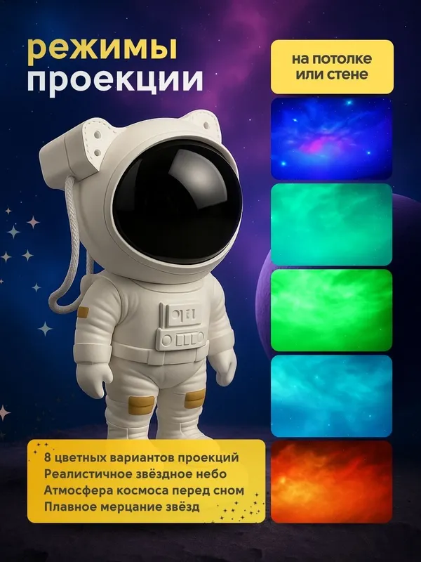Kosmonavt chiroq - bolalar xonasi uchun maxsus