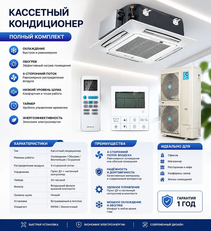 Кассетный кондиционер (НОВЫЙ +ГАРАНТИЯ)