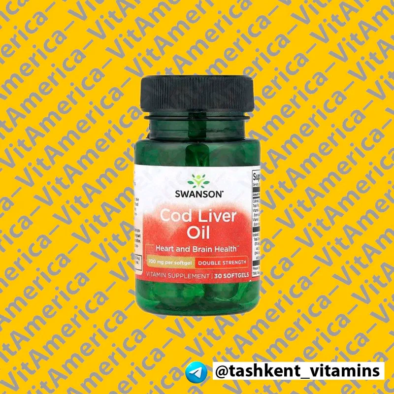 Cod liver oil (жир печени трески), 30 капсул.