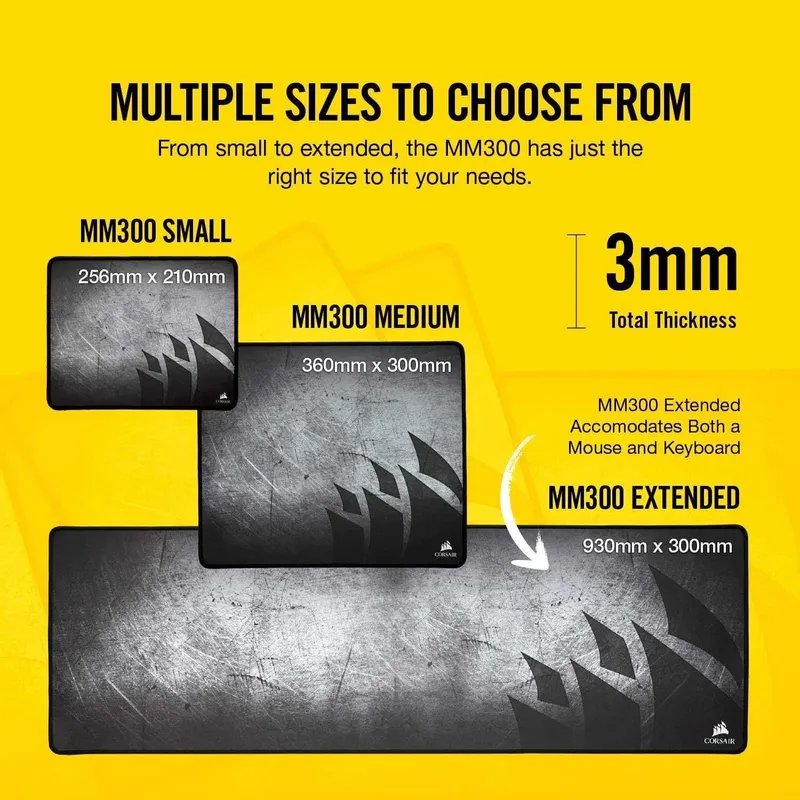 Corsair MM300 Anti-Fray Cloth Gaming Mouse Pad Extended (93*30*0.3 см) — фото 4