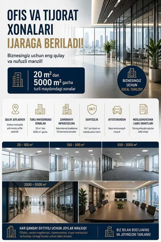 Ofis va Tijorat binolari ijaraga beriladi 1 Ofis va Tijorat binolari ijaraga beriladi 1