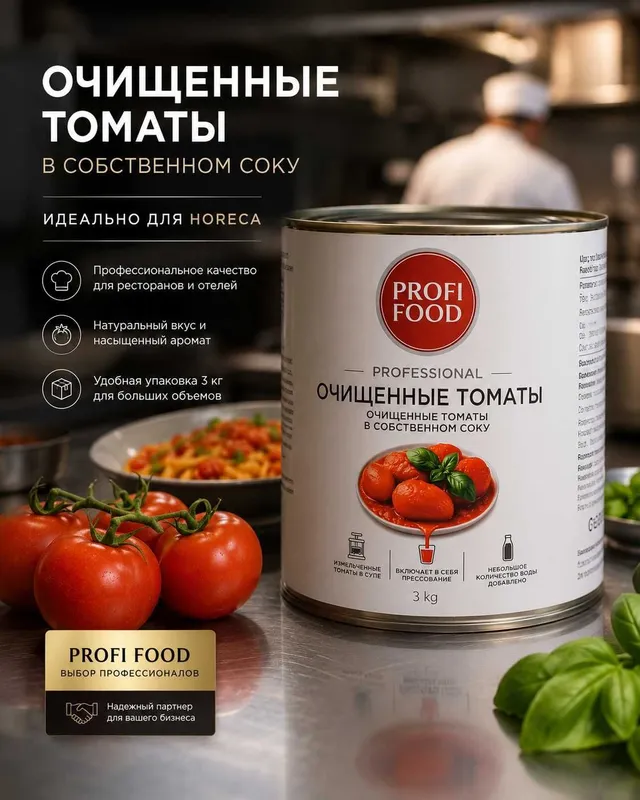 Очищенные томаты в собственном соку 3 кг, Для HORECA, Оптовые поставки Очищенные томаты в собственном соку 3 кг, Для HORECA, Оптовые поставки