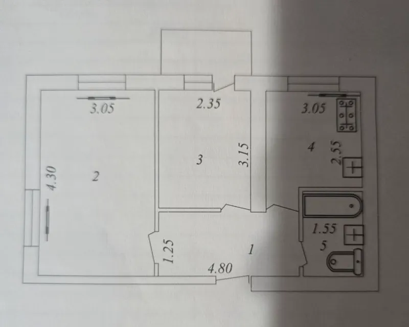 2-комнатная квартира, 42 м², 4/5, Мирзо-Улугбекский район (ориентир: Ц-1) — фото 4
