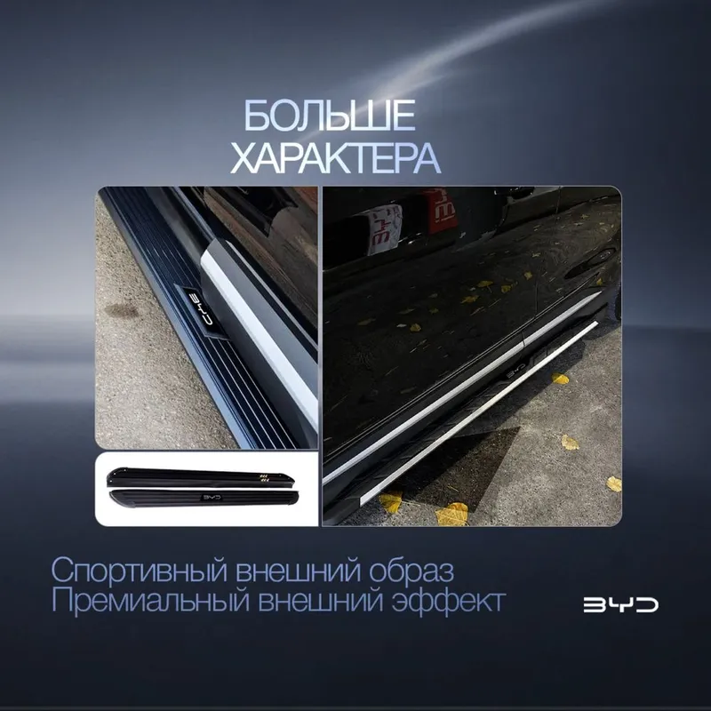 Премиальные пороги (подножки) /parog/zina для BYD Champion EV / DM-i — фото 2