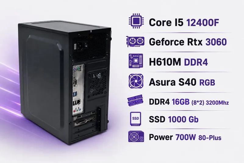 Kompyuter kuchli oyinlar uchun RTX 3060 bilan Kompyuter kuchli oyinlar uchun RTX 3060 bilan