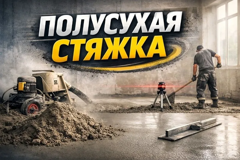 Полусухой стяжка Гарантия качества и чистоты работы! Ровно • Быстро •
