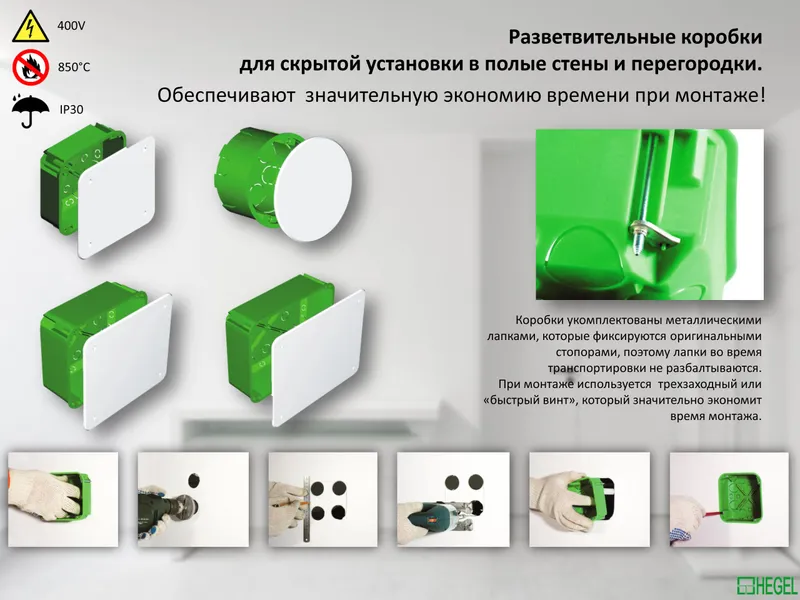 Коробки разветвительные для монтажа в гипсокартон — фото 1