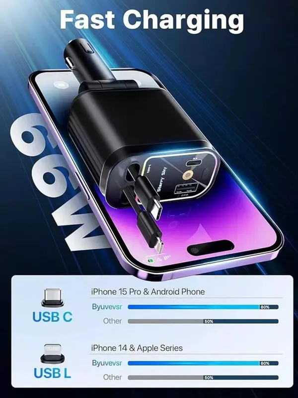 Starlight Retractable Car Charger 4-in-1 Avtomobil — фото 2