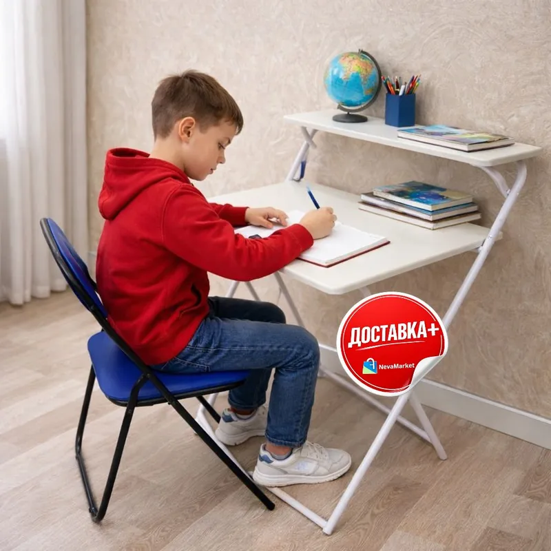 Складной стол-парта 75×80×60 см с полкой,