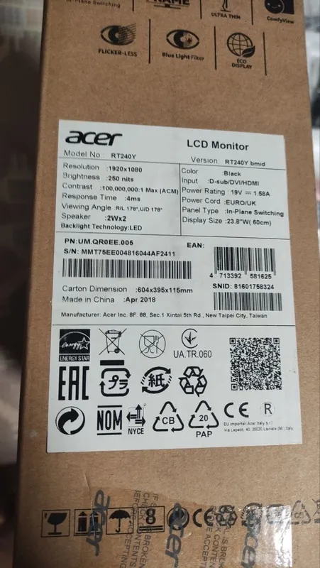 Монитор 24" Acer RT240Y (IPS, Full HD, Ультратонкий) — фото 3