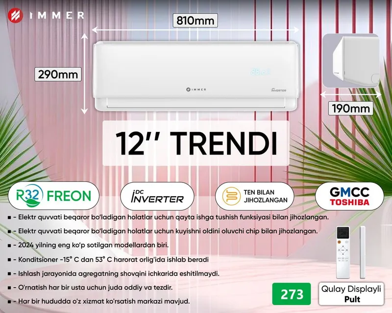 Кондиционер Immer 12 inverter 10 yil Garantiya Chegirma! 3 Кондиционер Immer 12 inverter 10 yil Garantiya Chegirma! 3
