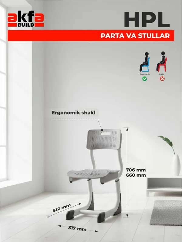 MDFdan bir o‘rinli parta + stul 3 MDFdan bir o‘rinli parta + stul 3