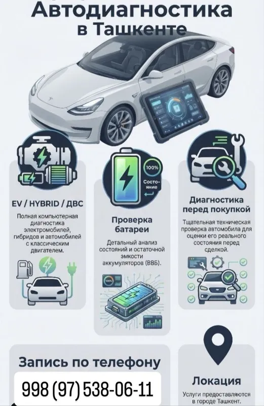 Выездная диагностика по электромобилям и проверка ЛКП в Ташкенте!
