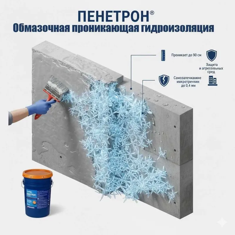 Пенетрон проникающая гидроизоляция бетона обмазочная для бетона — фото 2