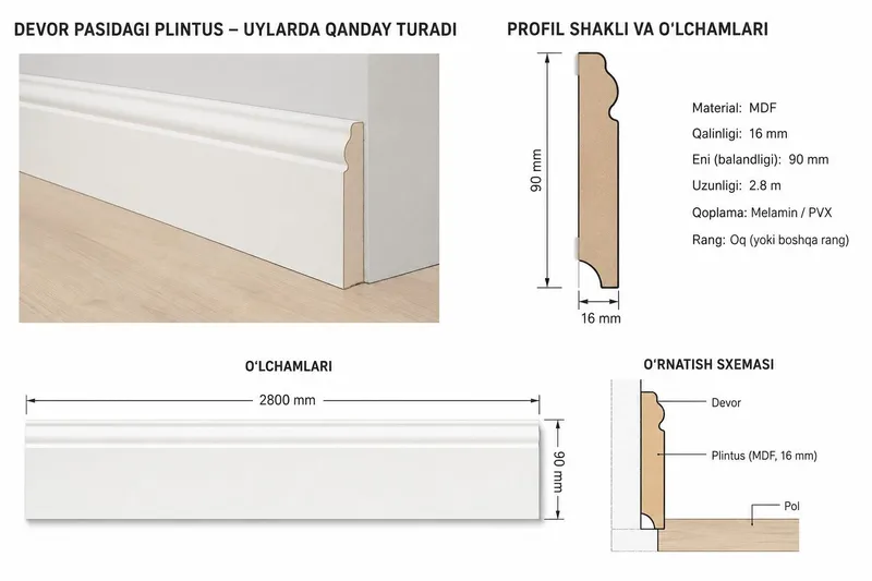 MDF ПЛИНТУС – ЯСИН Сифатли MDF плентус сотилади. Усти табиий — фото 5