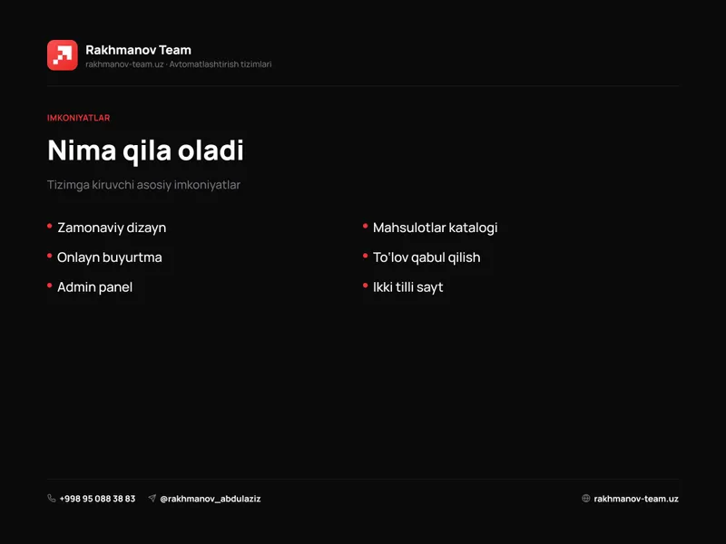Sayt va internet-do‘kon yaratish | Dasturchi xizmati 3 Sayt va internet-do‘kon yaratish | Dasturchi xizmati 3